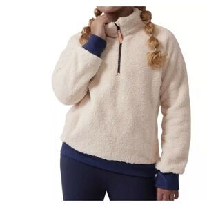 Athleta Girl so Snug Sherpa half zip  XXL (16) pullover cozy cream teddy fleece